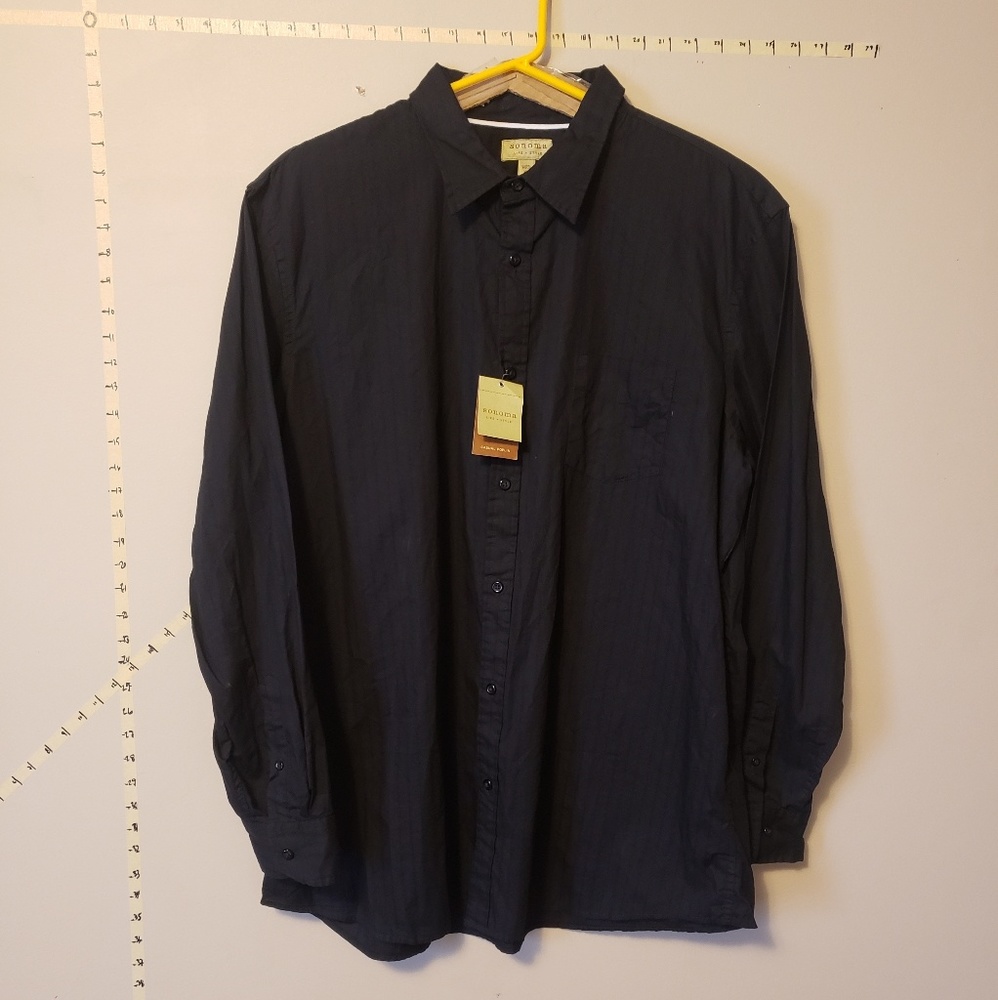Sonoma Mens XL Black Casual Button Up